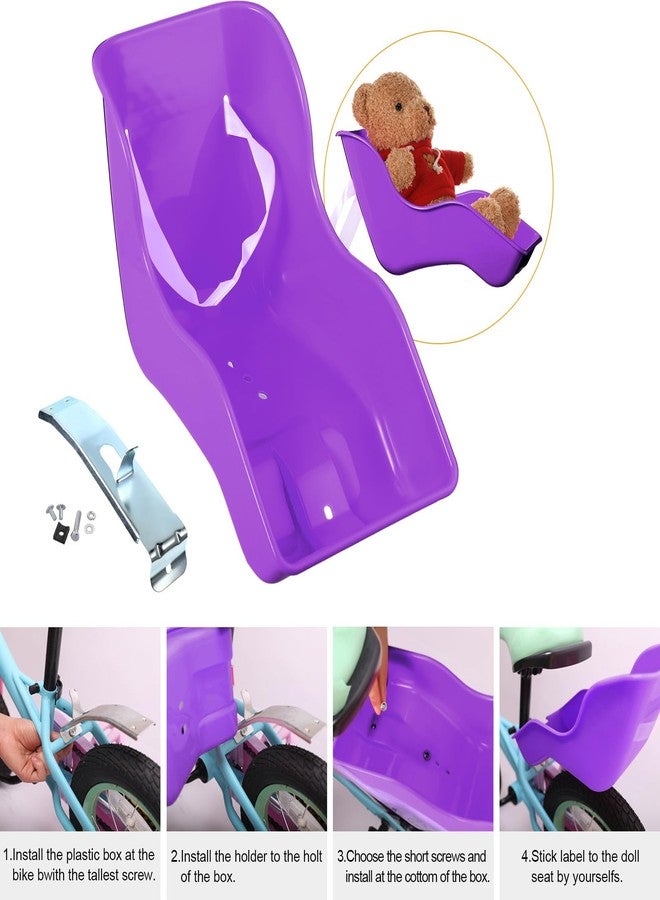 Aurelema Doll Bike Seat with 30 pcs Stickers Decals, Bike Basket for Kids, Bike Handlebar Streamers Colorful Ribbons Tassel, Daisy Bike Bell for Kids Girls Boys Bike Accessories (Purple) - Image 3