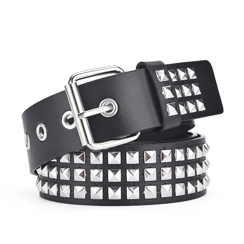Riveted Fashion Belt Ladies Heavy Metal Y2K Punk Hip-Hop Rock White  - Image 4