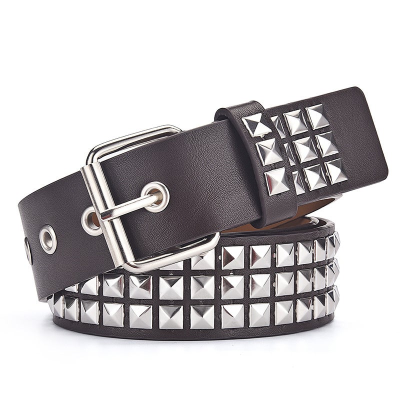 Riveted Fashion Belt Ladies Heavy Metal Y2K Punk Hip-Hop Rock White  - Image 2