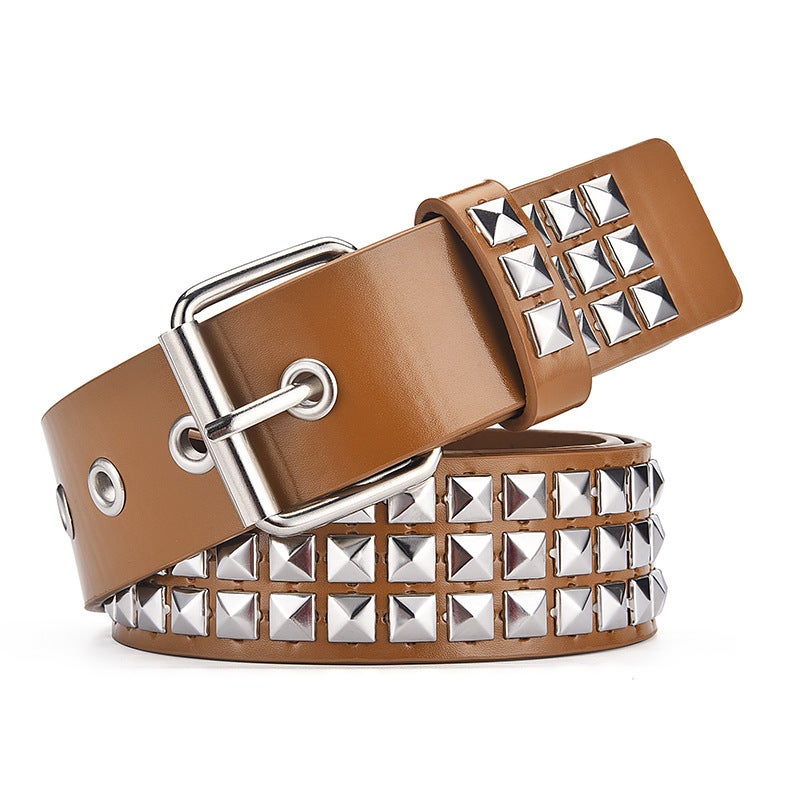 Riveted Fashion Belt Ladies Heavy Metal Y2K Punk Hip-Hop Rock White  - Image 3