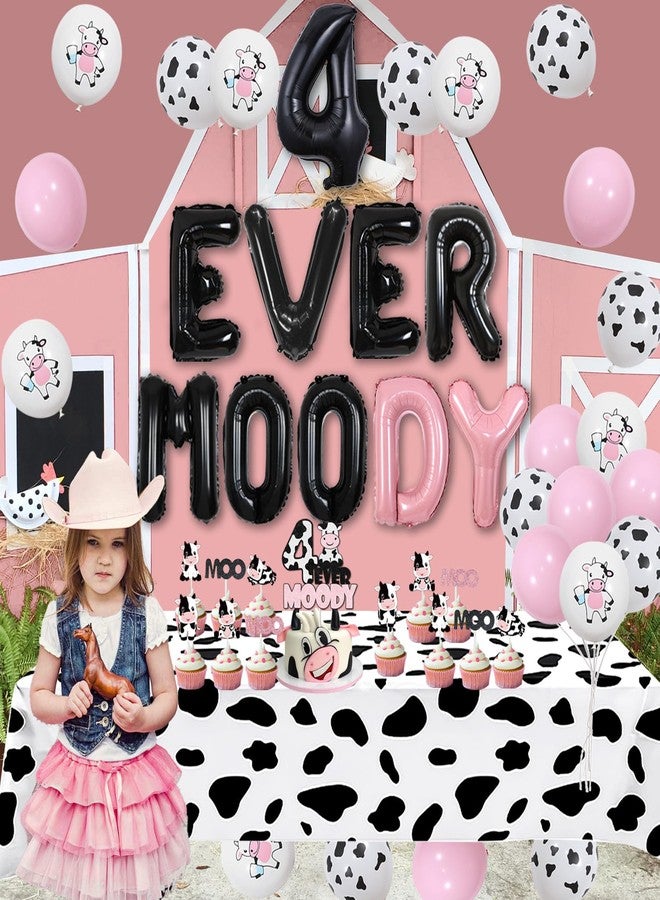 Balterever 4th Birthday Party Decorations - Happy Birthday Banner, Cake Toppers, Tablecloth for Cow Theme Party - Image 4