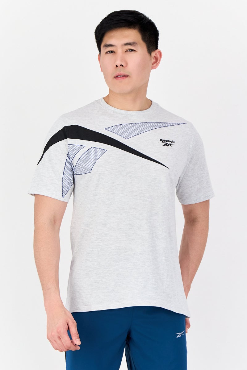 Reebok Men Sportswear Fit Short Sleeve Outdoor T-Shirt, Light Grey - Image 1