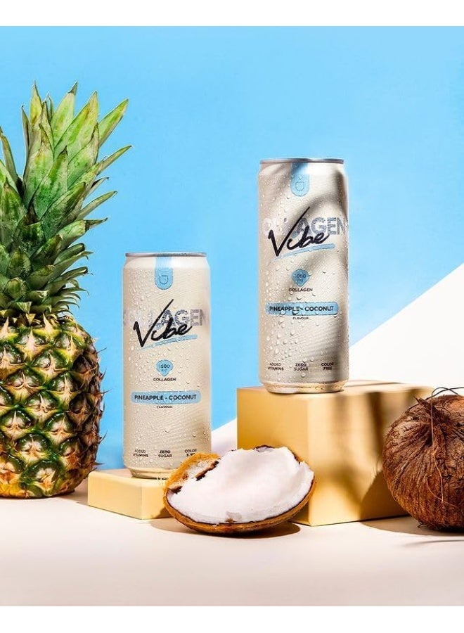 Nano Supps Collagen Vibe Drink Pineapple Coconut Flavor 330ml Pack of 24