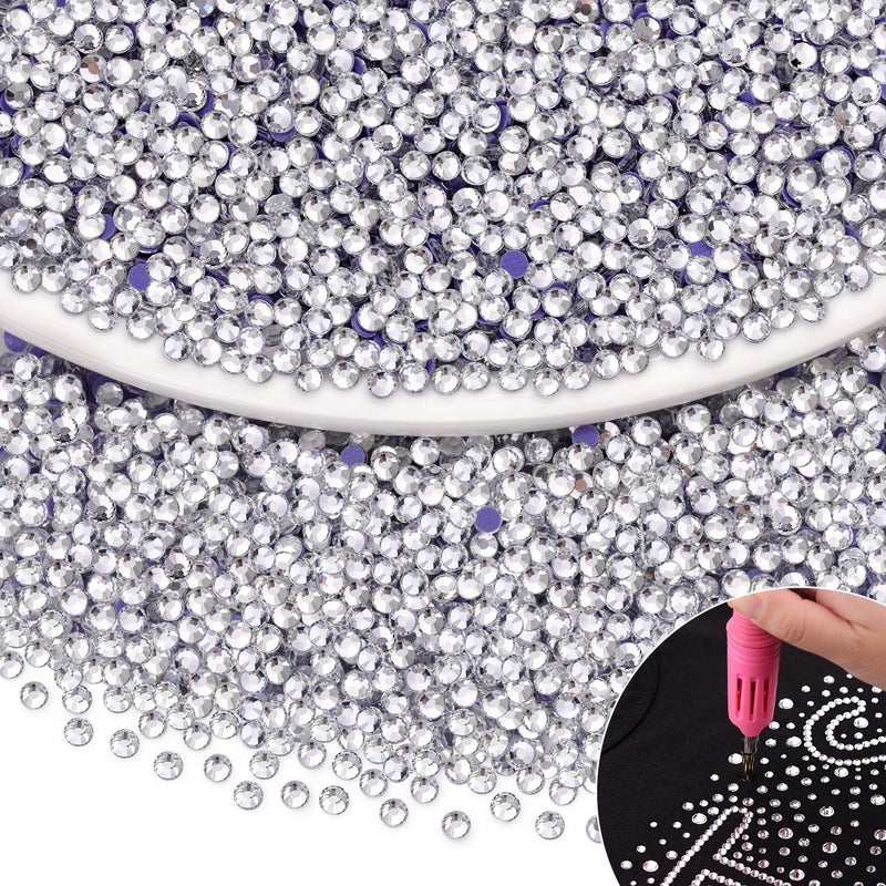 TINKRSTUFF 4000Pcs Hotfix Rhinestones for Clothing Clear SS10 Iron On Flatback Glass Gems Bedazzler Crystals Rhinestones for Crafting Clothes Hats Shoes Fabric Bedazzling Decor Nail Art - Image 2