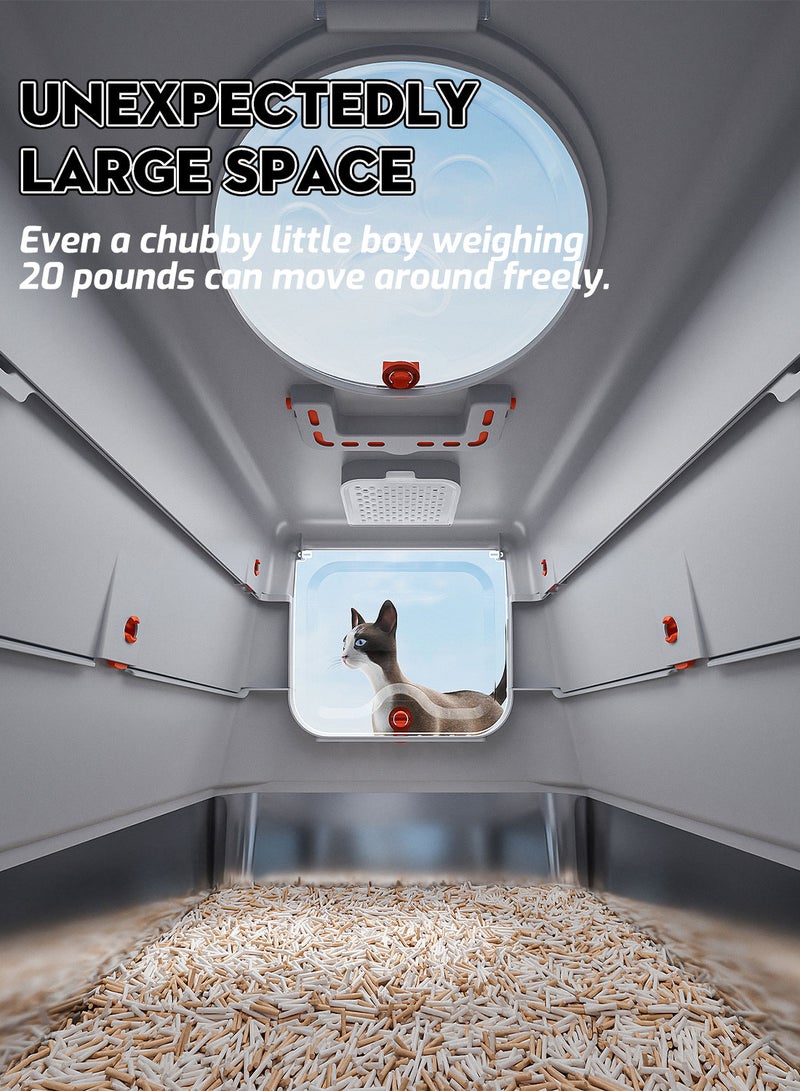 Kidle Large Fully Enclosed Stainless Steel Cat Litter Box with Litter Scoop Cat Toilet Cat Litter Tray High Wall Side Shell Non-Sticky Anti Splashing and Easy Clean 35*50*38cm - Image 5
