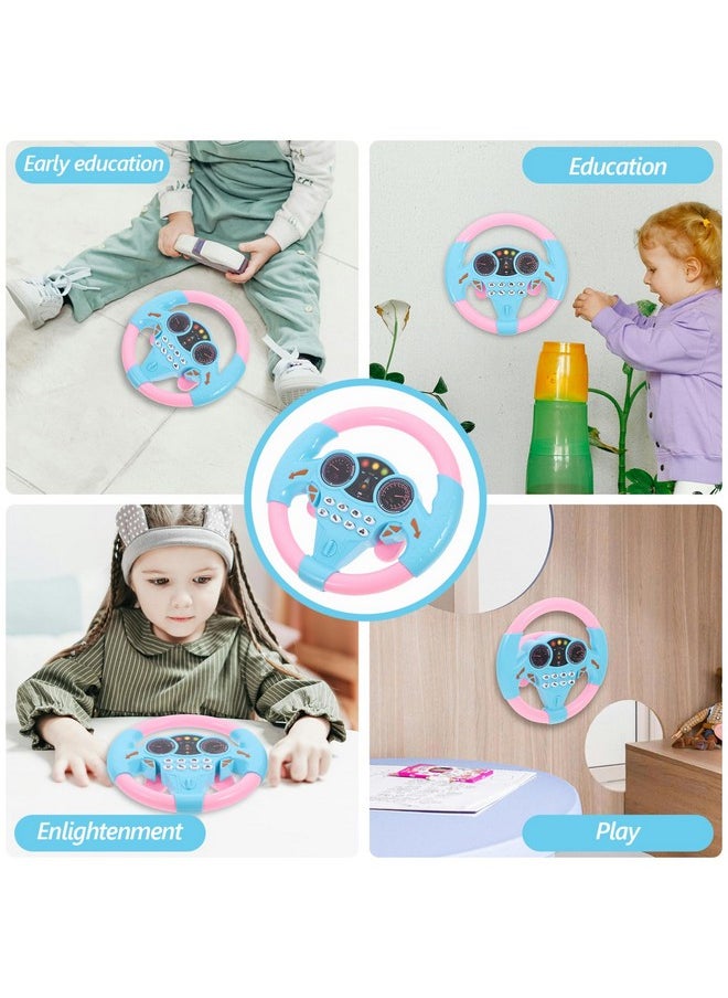 Toyvian Toyvian Kids Simulated Driving Controller Toy Steering Wheel with Music & Sound Effects, Educational Toy for Kids, Pink, 7.87" x 7.87" x 1.37"  - Image 2