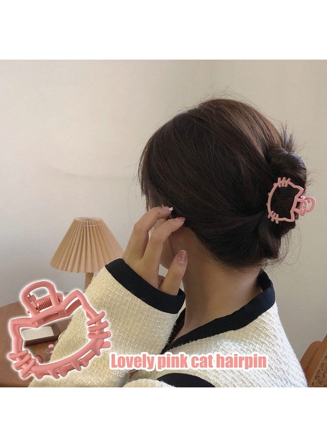 AEGYPIUS Pink Metal Cute Cat Hair Claw Clips Kawaii Hair Accessories For Girls Metal Claw Clips For Women Girls - Image 3