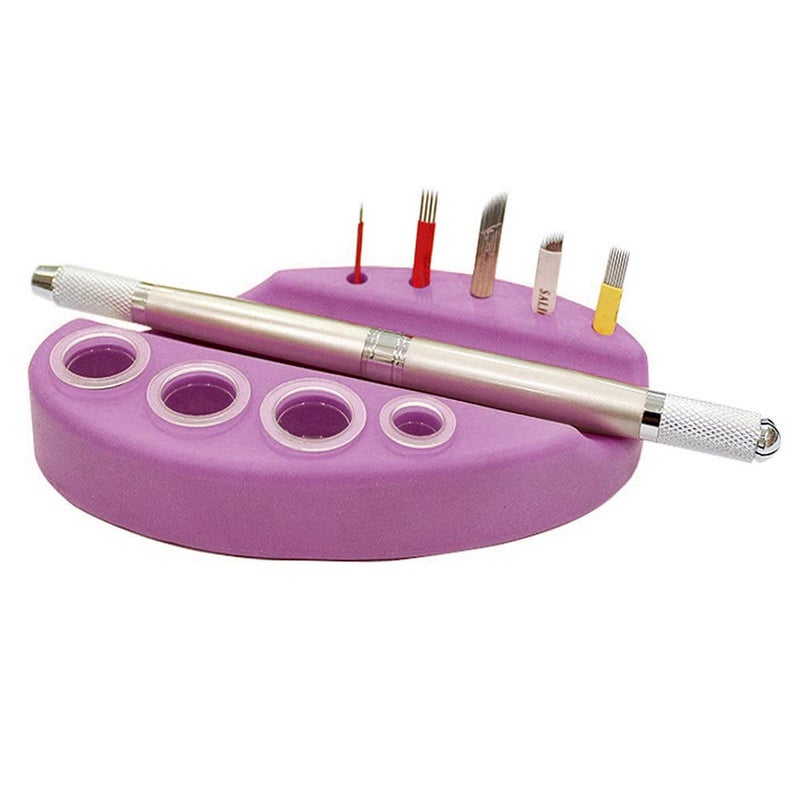 Pinkiou Tattoo Pen Holder Permanent Makeup Pigment Organizer Silicone Tattoo Ink Cotton Swabs Cup Holders Microblading Supplies (Pink) - Image 3