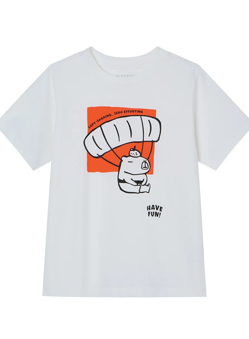 GIORDANO  Kid's Regular Fit Cotton Crew Neck Printed Tee  | Best Price UAE