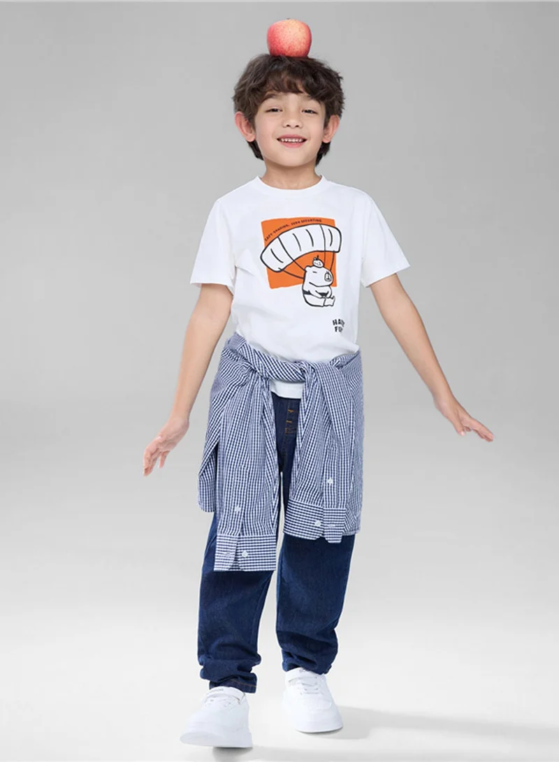 جيوردانو Kid's Regular Fit Cotton Crew Neck Printed Tee