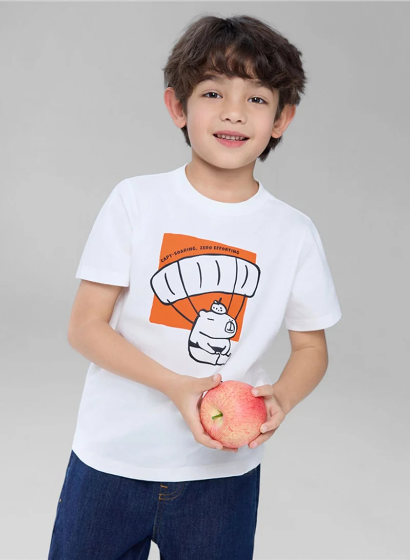 جيوردانو Kid's Regular Fit Cotton Crew Neck Printed Tee