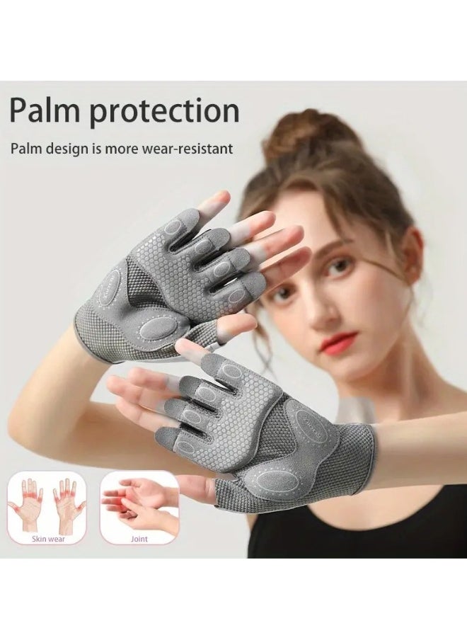 Generic Women's Weight Lifting Gloves - Fingerless Silicone Training Gloves with Extra Grip and Breathable Design for Fitness, Rowing, Pull-Ups, and Cycling  - Image 2