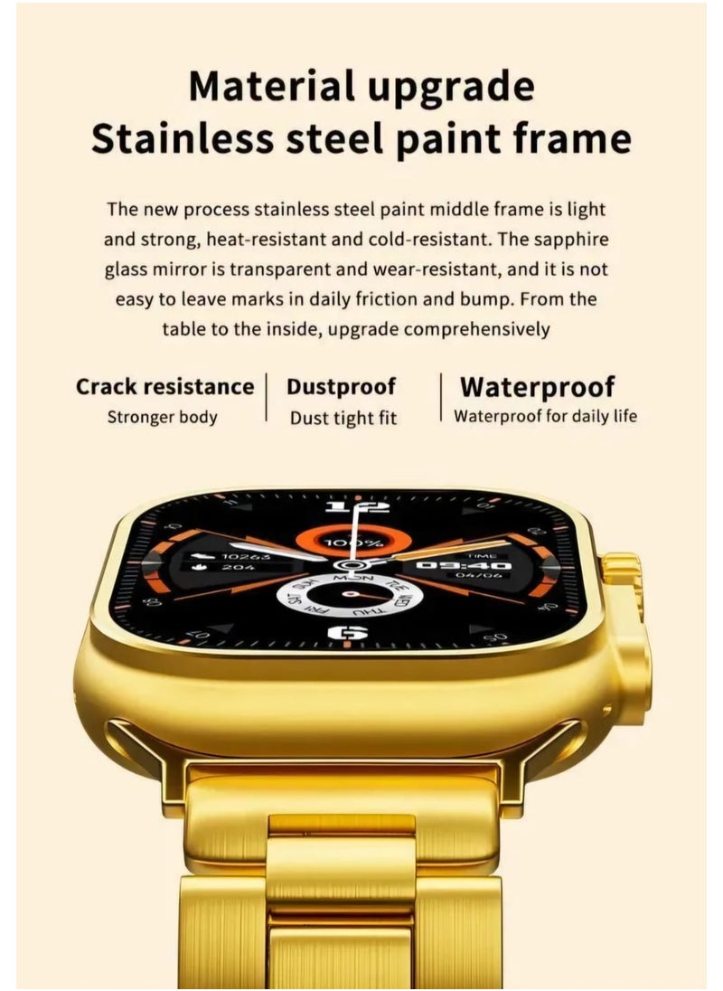 Generic - X99 Ultra Max Smart Watch, 3 Straps, Bluetooth, NFC, Wireless Charging, 49MM - Gold - Image 1