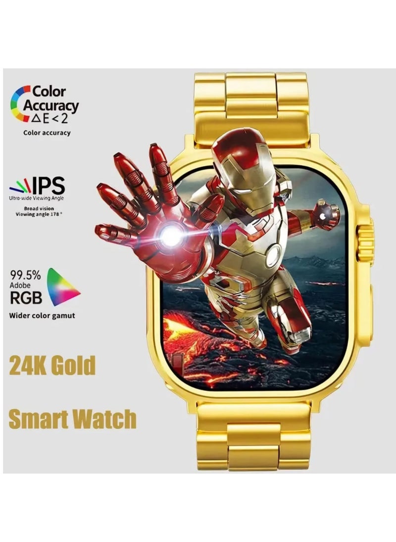 Generic - X99 Ultra Max Smart Watch, 3 Straps, Bluetooth, NFC, Wireless Charging, 49MM - Gold - Image 1