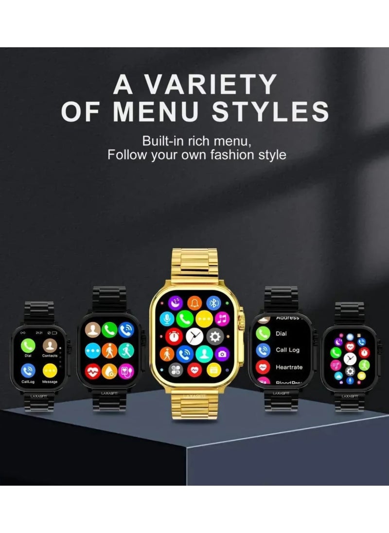 Generic - X99 Ultra Max Smart Watch, 3 Straps, Bluetooth, NFC, Wireless Charging, 49MM - Gold - Image 1