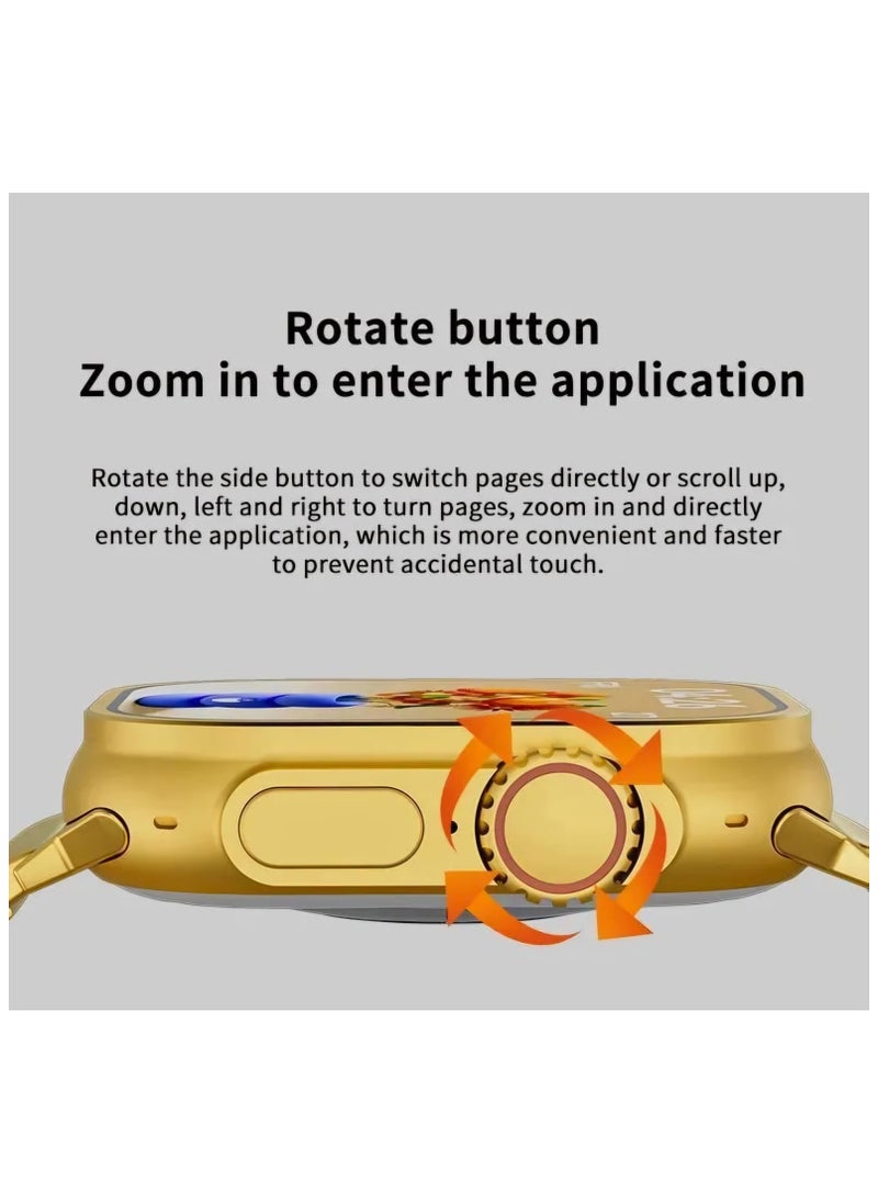 Generic - X99 Ultra Max Smart Watch, 3 Straps, Bluetooth, NFC, Wireless Charging, 49MM - Gold - Image 1