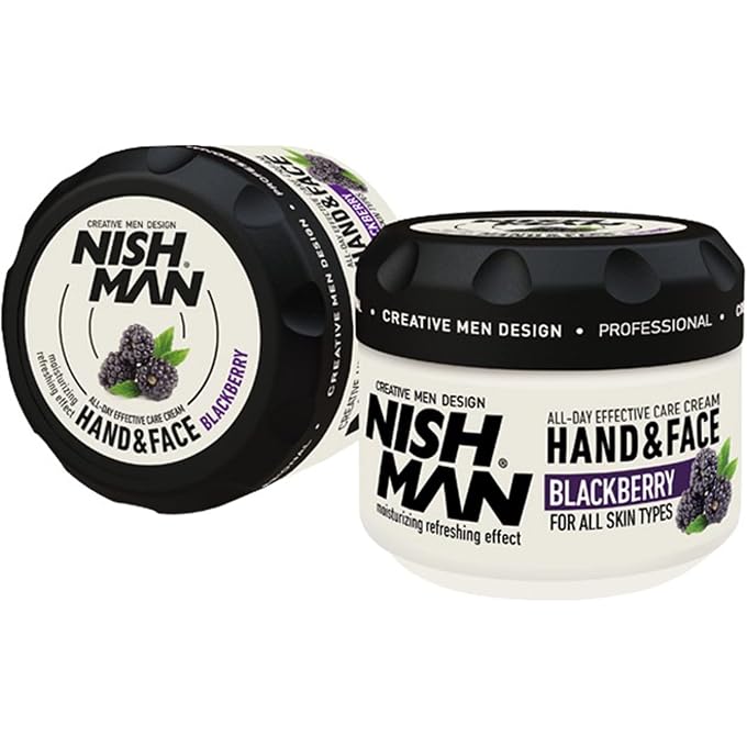 NISHMAN Hand, Face and Body Cream for Men, 300 ml - Blackberry Extract -Smoothing, Nourishing Moisturizing Refreshing Effect- Contains Shea Butter, Vitamin-E, Urea  Daily Care Cream - Image 1
