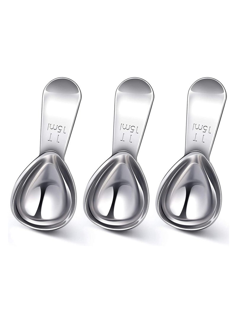3 Pieces 15ML Tablespoon Coffee Scoop Stainless Steel Coffee Scoops Short Handle Tablespoon Measuring Spoons for Coffee Tea Sugar Food Seasoning Spoon Milk Powder Tea Spoon  - Image 1