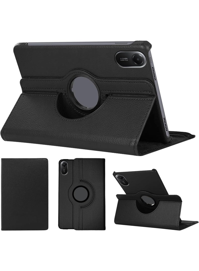 غطاء حماية لجهاز Xiaomi Redmi Pad 2 2025 مقاس 11 بوصة، حامل ذكي قابل للدوران 360 درجة، غطاء جلدي قلاب مع زوايا عرض متعددة، خاصية التشغيل والإيقاف التلقائي (أسود) - Image 1