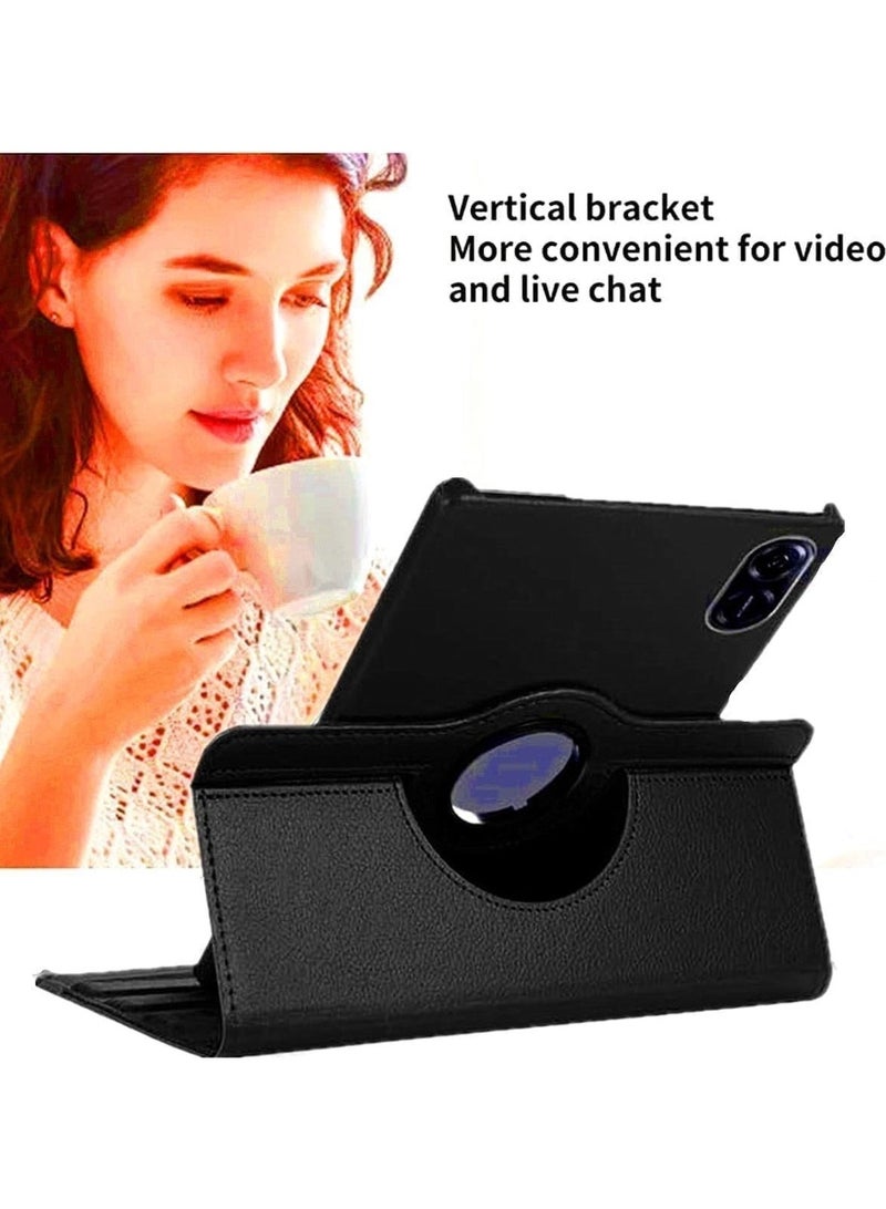 غطاء حماية لجهاز Xiaomi Redmi Pad 2 2025 مقاس 11 بوصة، حامل ذكي قابل للدوران 360 درجة، غطاء جلدي قلاب مع زوايا عرض متعددة، خاصية التشغيل والإيقاف التلقائي (أسود) - Image 4