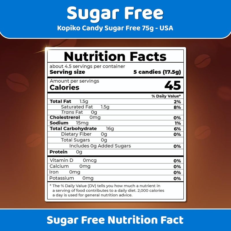 Kopiko Sugar Free Coffee Candy - Bold-Tasty Hard Candy with Real Coffee Extract (2-Pack 4.23oz Each) - Image 2