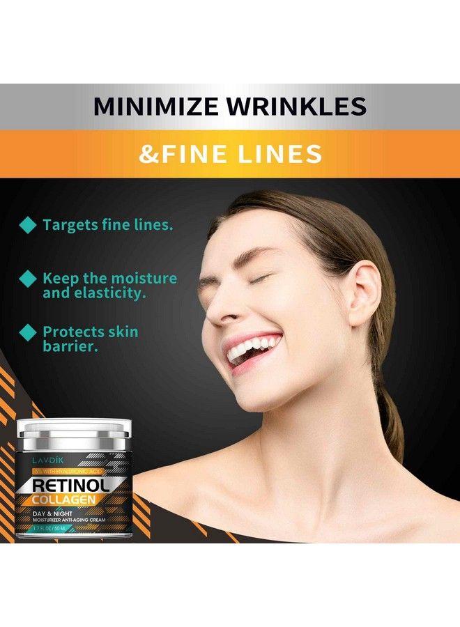 LAVDIK Retinol Cream For Face With Hyaluronic Acid Moisturizer Anti Aging Collagen Cream For Women And Men Reduce Wrinkles & Fine Lines Day & Night (1.7 Fl Oz) - Image 3