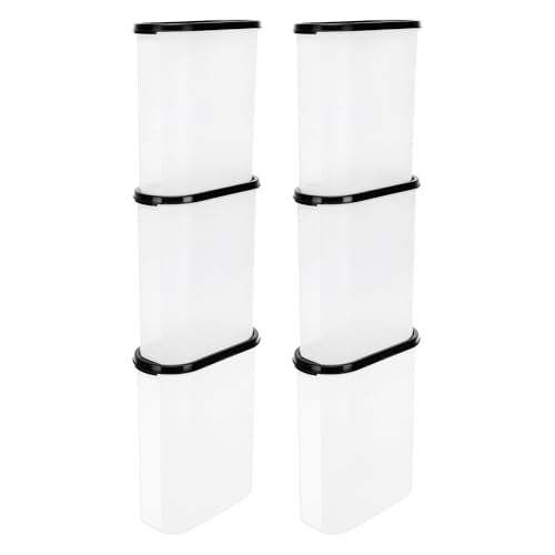 Cutting EDGE 2400ml Anti-Bacterial Modular Plastic Storage Container Set of 6, BPA-Free, Airtight Lid, Leakproof, Stackable Organizer for Pantry, Sugar, Flour & Grains (Black Lids) - Image 3
