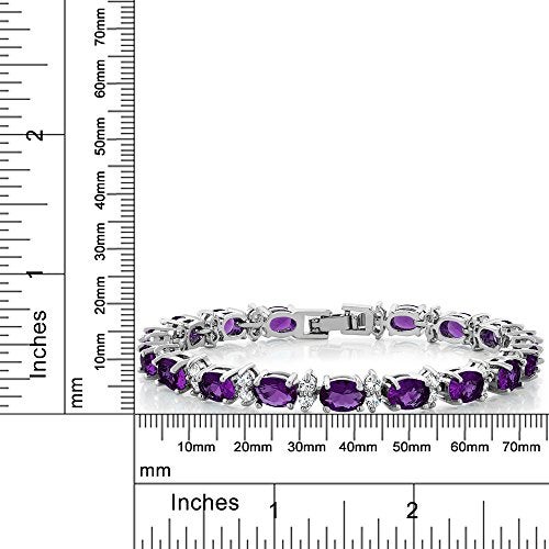 Gem Stone King 20.00 Ct Oval and Round Purple Color Cubic Zirconias CZ Women's Tennis Bracelet 7 Inch - Image 4