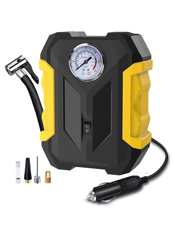 NKX Tire Inflator Portable Air Compressor – 12V DC Air Pump for Car Tires with Analogue Pressure Gauge and Emergency Led Light  - Image 1