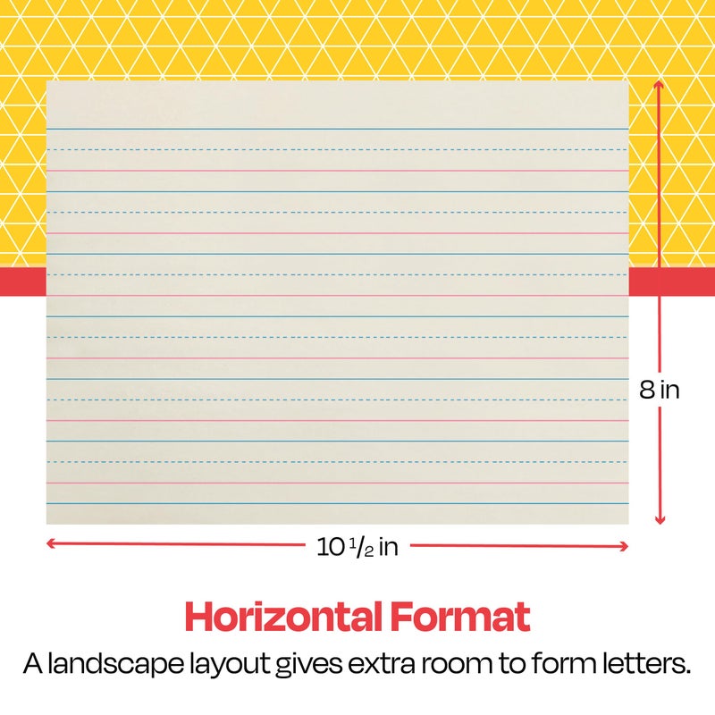 School Smart Zaner-Bloser Writing Paper, Handwriting Practice Lined Paper, Grade 2 to 3 Learning, 1/2 Inch Rule, 10-1/2 x 8 Inches, 500 Sheets - Image 3