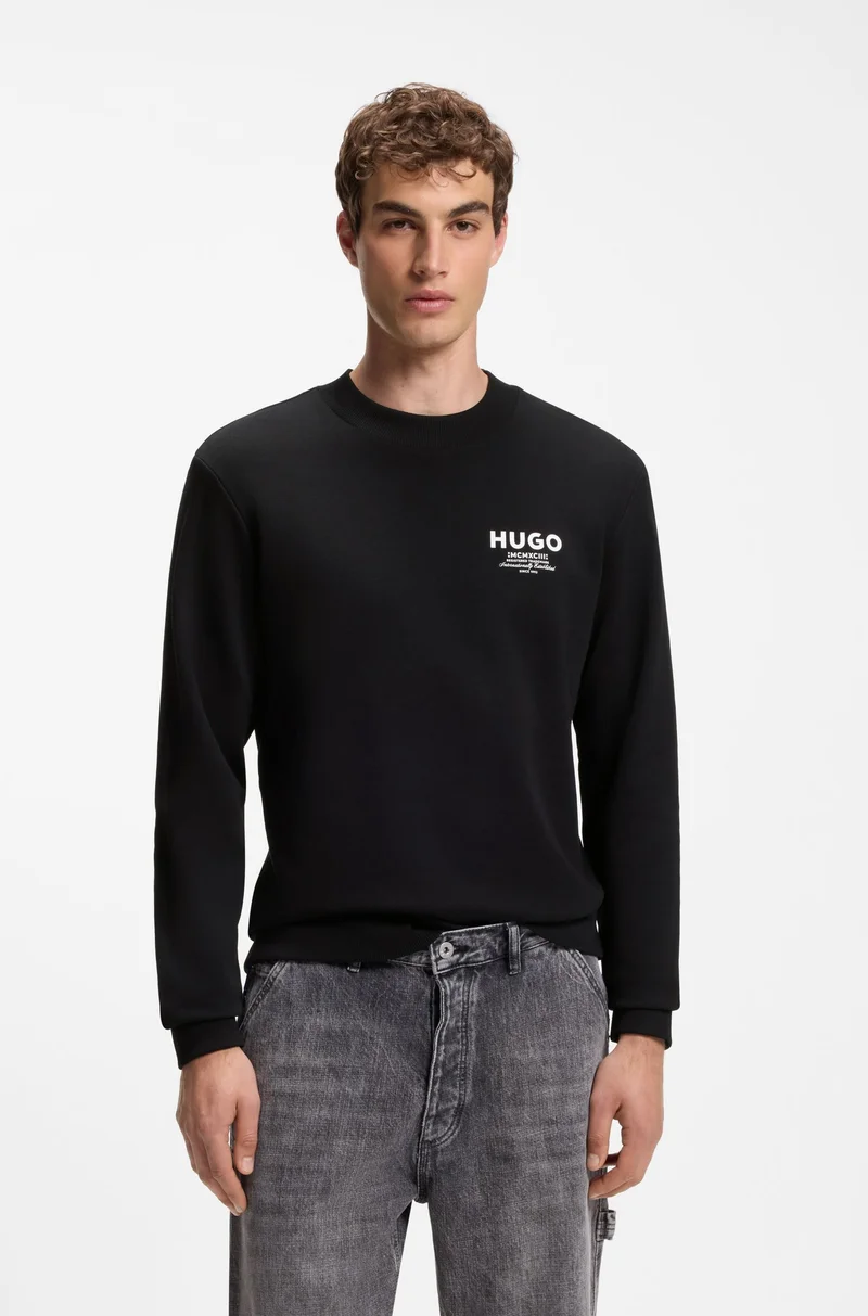 HUGO French terry cotton sweatshirt with bold logo print