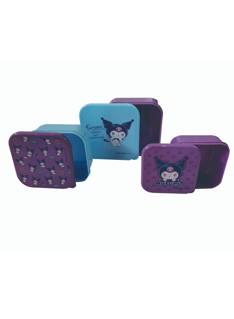 Sanrio Kuromi Food Stroage Container 3 Pcs Set - Image 1