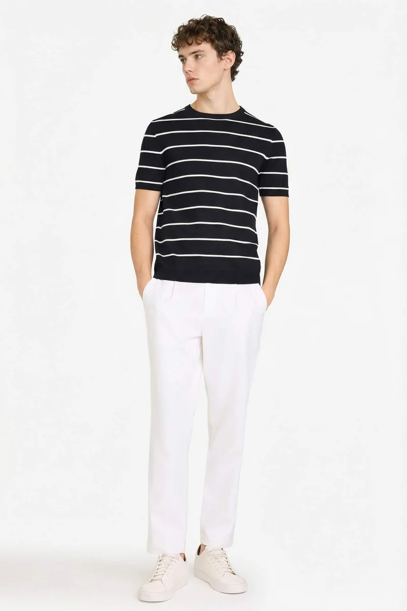 Regular Fit Regular Hem Cotton Trousers