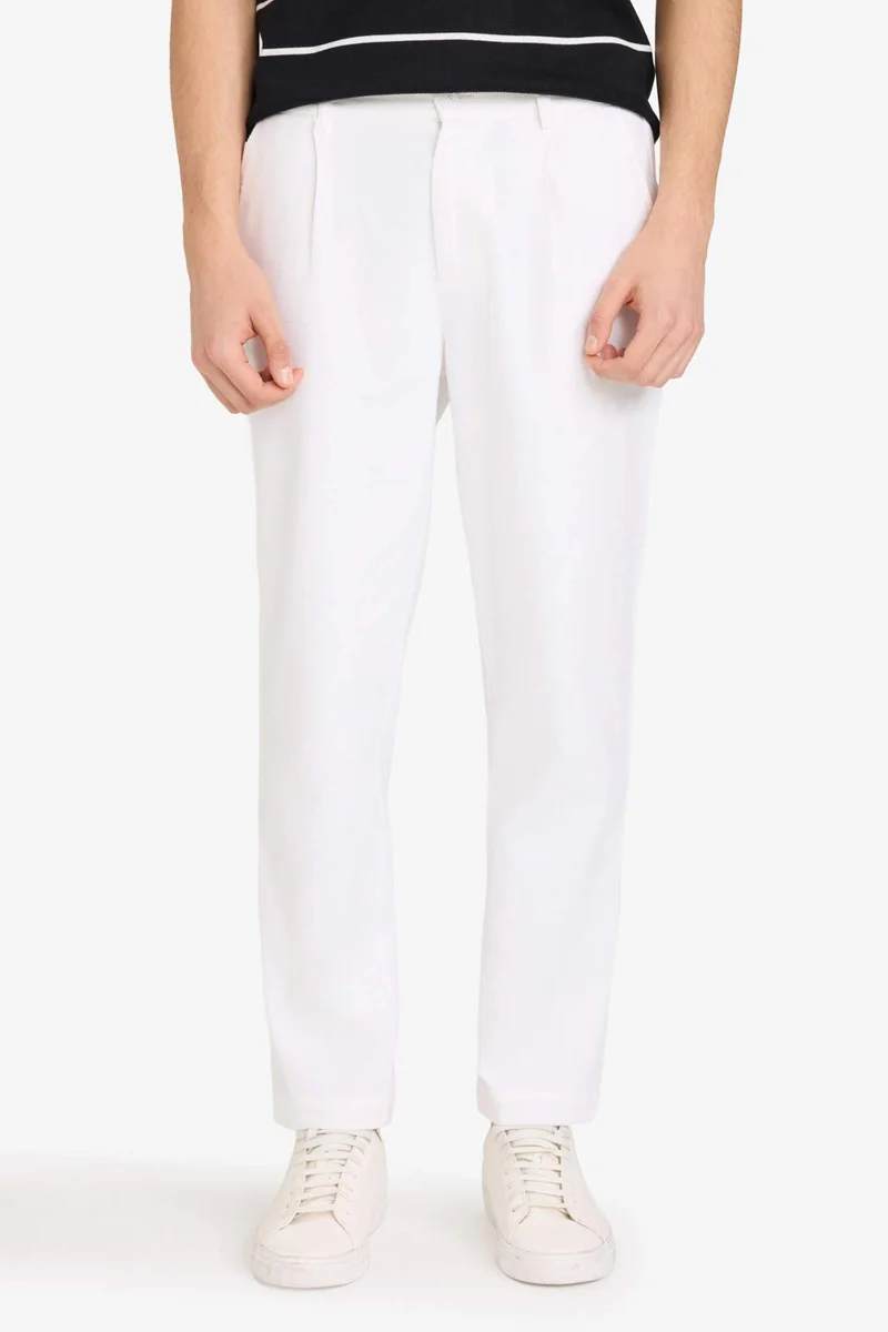 Defacto  Regular Fit Regular Hem Cotton Trousers for Men | Best Price UAE