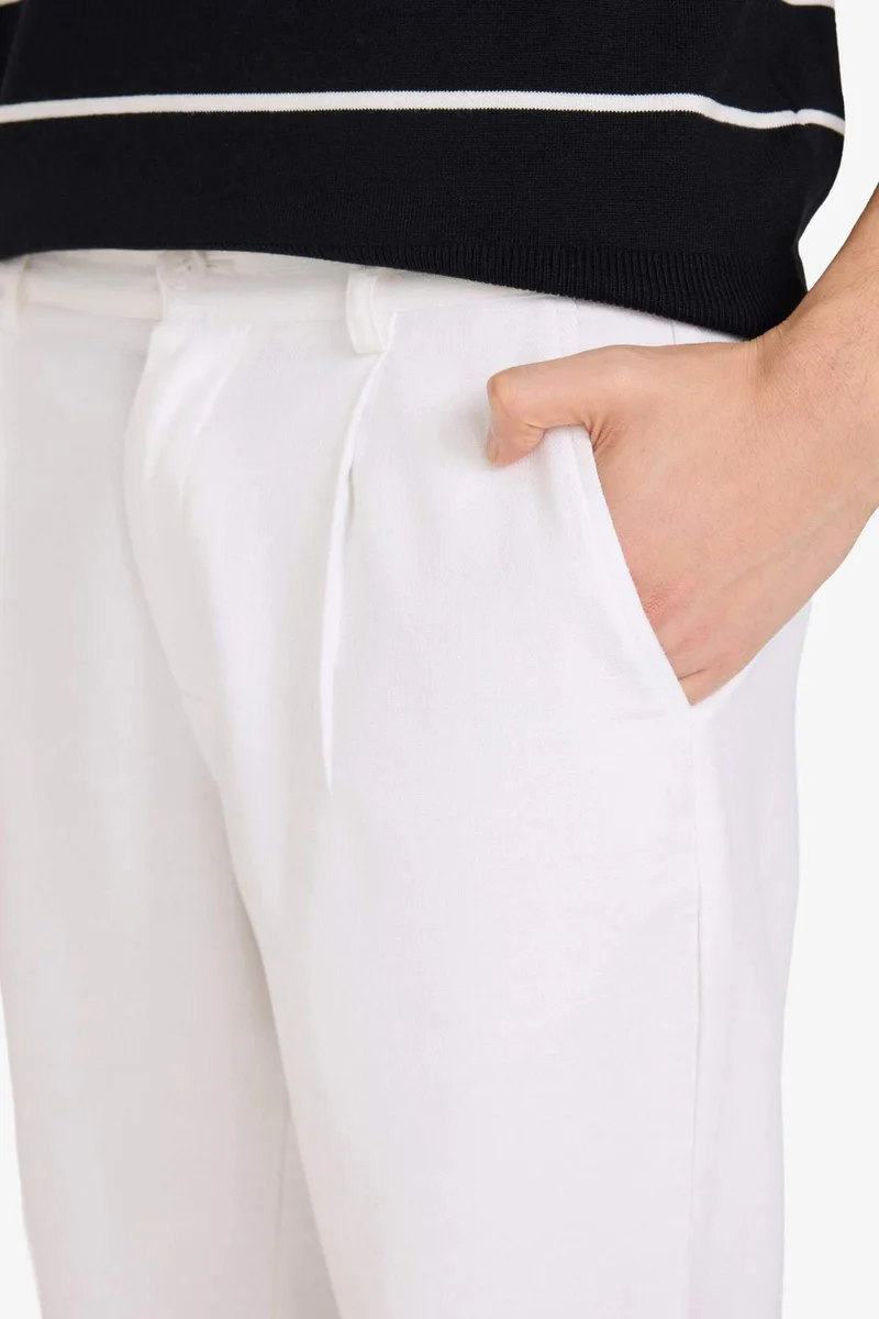 Defacto  Regular Fit Regular Hem Cotton Trousers for Men | Best Price UAE