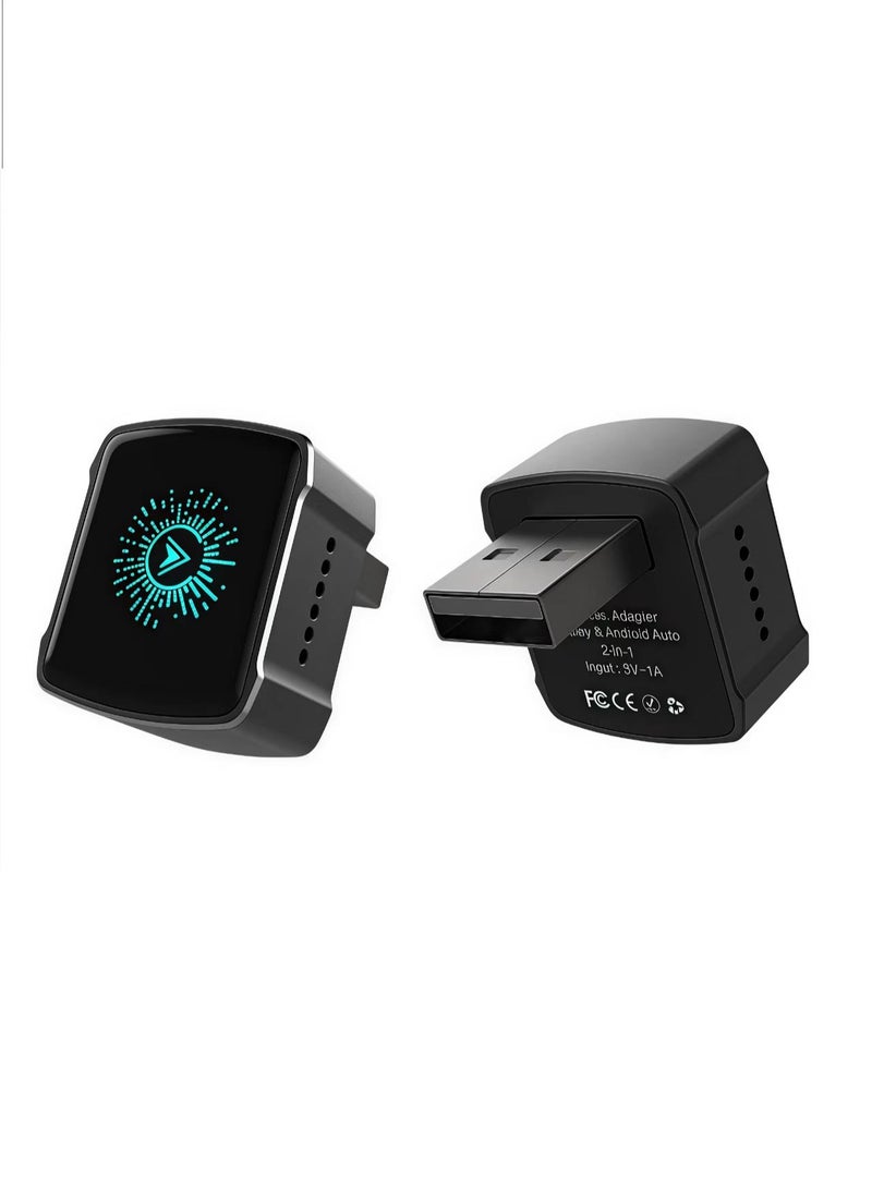 New Dazzling-Light Wireless CarPlay/Android Auto Adapter: Smart In-Car Connectivity Box .Wireless auto-connect in 10s, enjoy lag-free navigation & music with stunning seven-color ambient light - Image 1