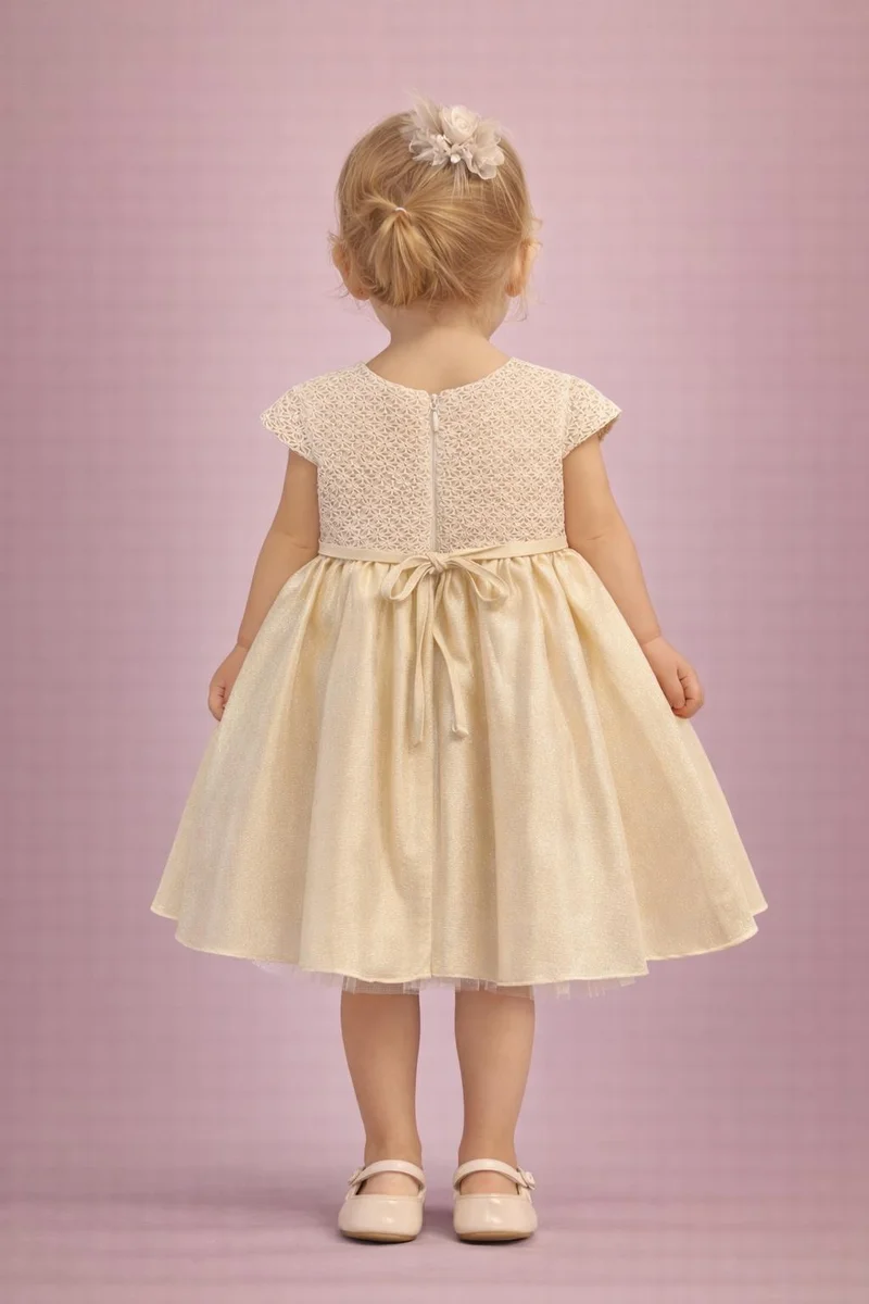 فيا بامبينو Golden Pearl Baby Couture Dress 606