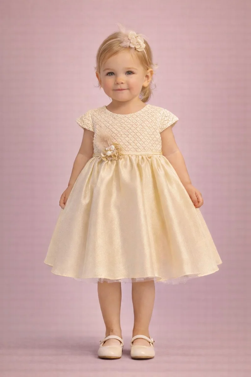 فيا بامبينو Golden Pearl Baby Couture Dress 606