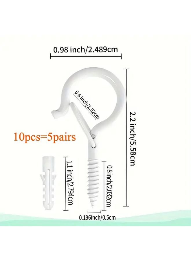 10pcs Rust Resistant Ceiling Hooks With Anti Drop Safety Clips Quick Installation Kit - Image 1