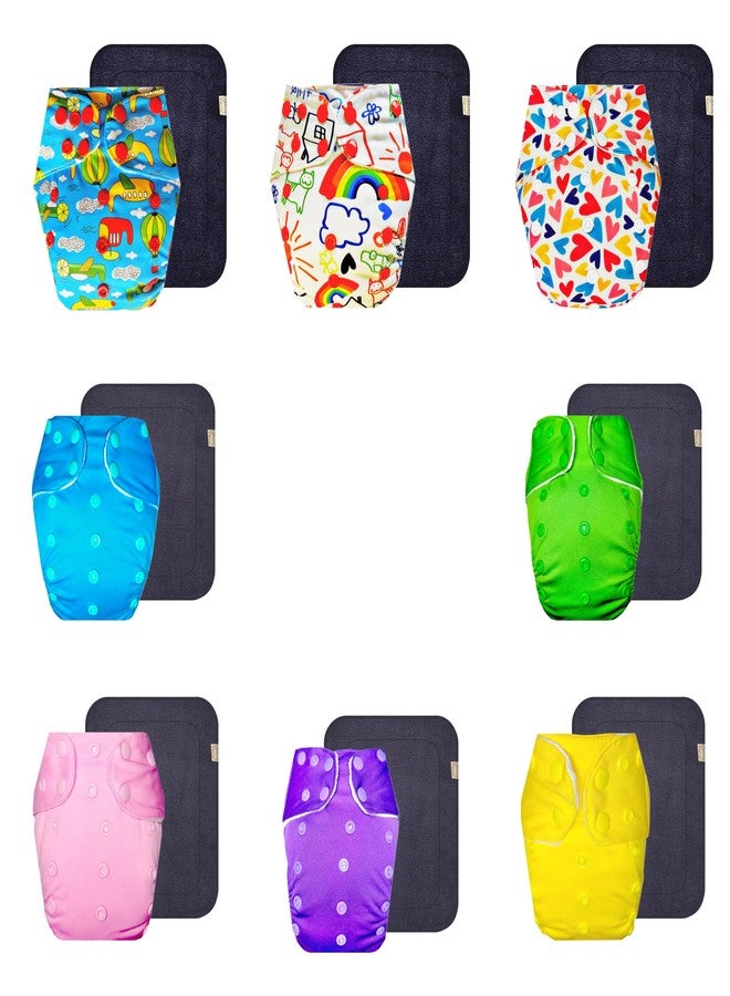 حفاضات قماشية فاخرة من دمبلدو مع حشوة رمادية (عبوة من 8 قطع) | ملائمة تمامًا | تسمح بمرور الهواء | سهلة التنظيف | ضرورية للاستخدام اليومي | من 3 أشهر إلى 3 سنوات | مناسبة للجنسين - Image 1