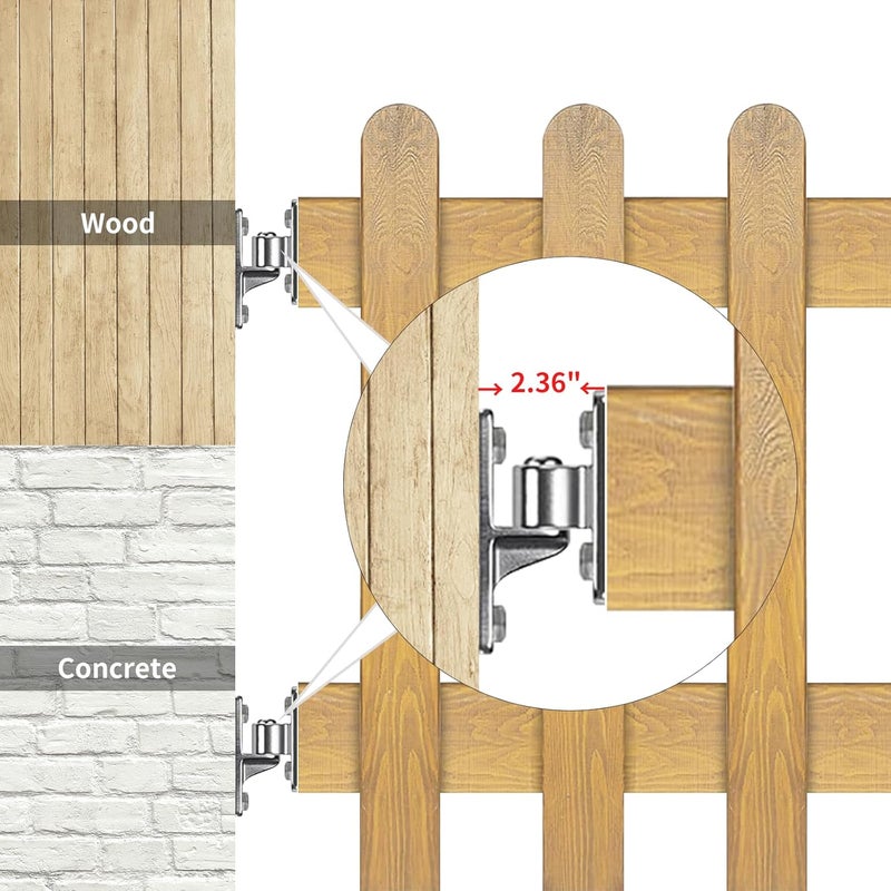 UCDOET 304 Stainless Steel Gate Hinges, Wall Mount Gate Hinge for Farm Gates, Fence Hinges with 5/8'' Heavy Duty Gate Hinge Set Capacity Up to 600lbs (Not Screws) - Image 3