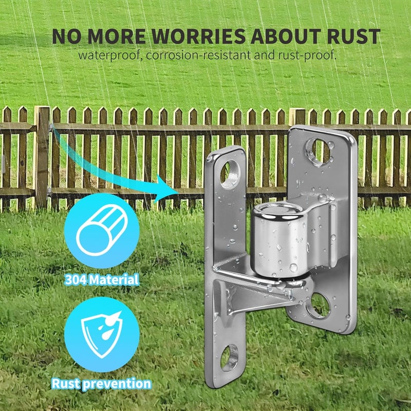 UCDOET 304 Stainless Steel Gate Hinges, Wall Mount Gate Hinge for Farm Gates, Fence Hinges with 5/8'' Heavy Duty Gate Hinge Set Capacity Up to 600lbs (Not Screws) - Image 2
