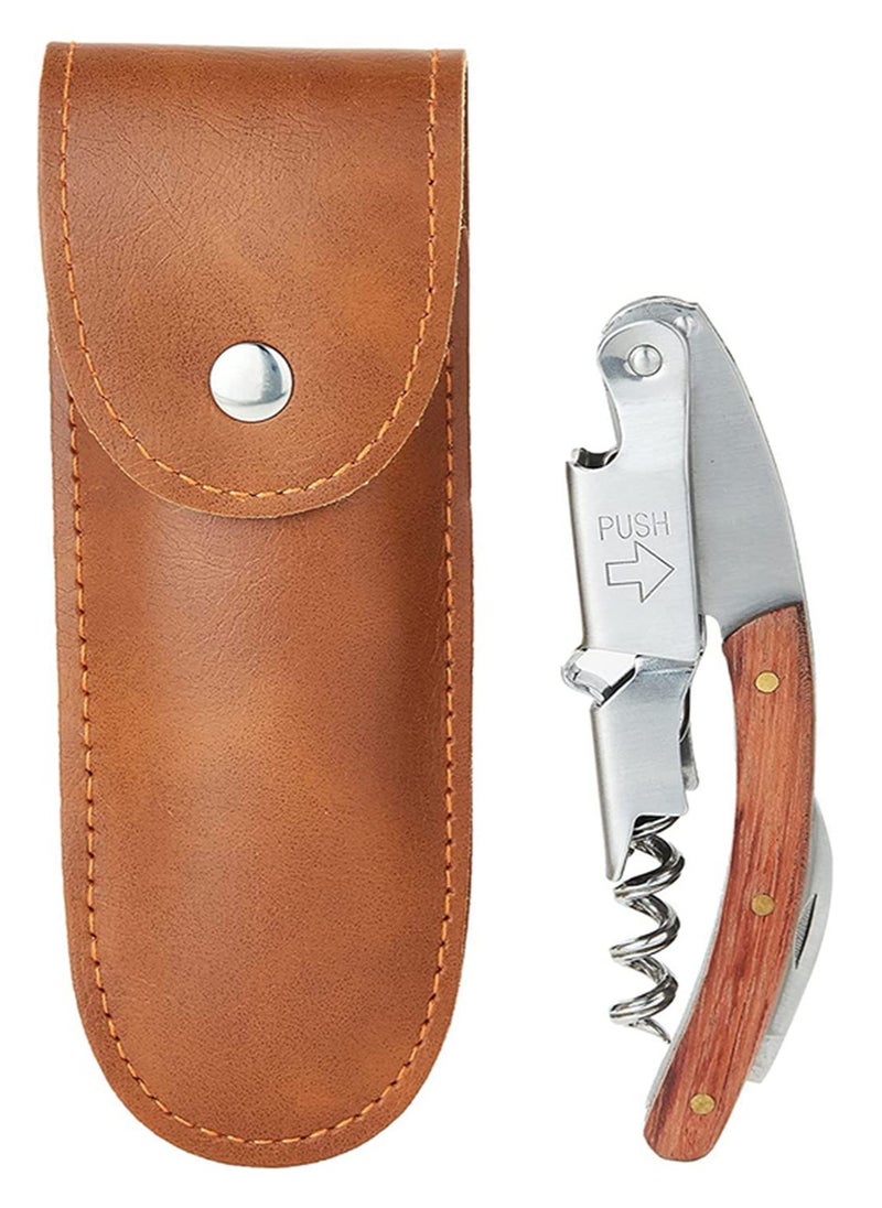 Generic 2-steps Wine Opener Professional Waiters Corkscrew, Bottle Opener and Foil Cutter Gift With Cow Leather Case for Servers, Waiters, Bartenders and Home Use-1pcs  - Image 1