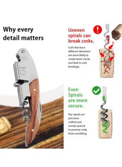 Generic 2-steps Wine Opener Professional Waiters Corkscrew, Bottle Opener and Foil Cutter Gift With Cow Leather Case for Servers, Waiters, Bartenders and Home Use-1pcs  - Image 4