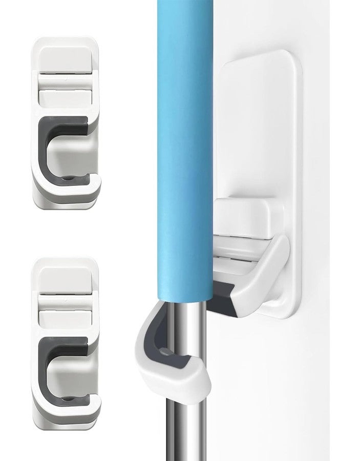 Roolaudk Broom Holder Wall Mount, 2 Pack Broom and Mop Organizer Wall Hanging Self Adhesive, No Drilling, Anti-Slip Broom and Mop Hanger Wall Mount Cleaning Ideal for Bathroom, Kitchen, Garden, Garage - Image 1
