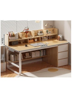 Alissa Home Office Desk With 3 Large Drawers And Open Shelves Computer Table Study Working Table Gaming Desk With Storage Heavy Duty Desk (140 * 50 * 103cm-Wood Color)  - Image 1