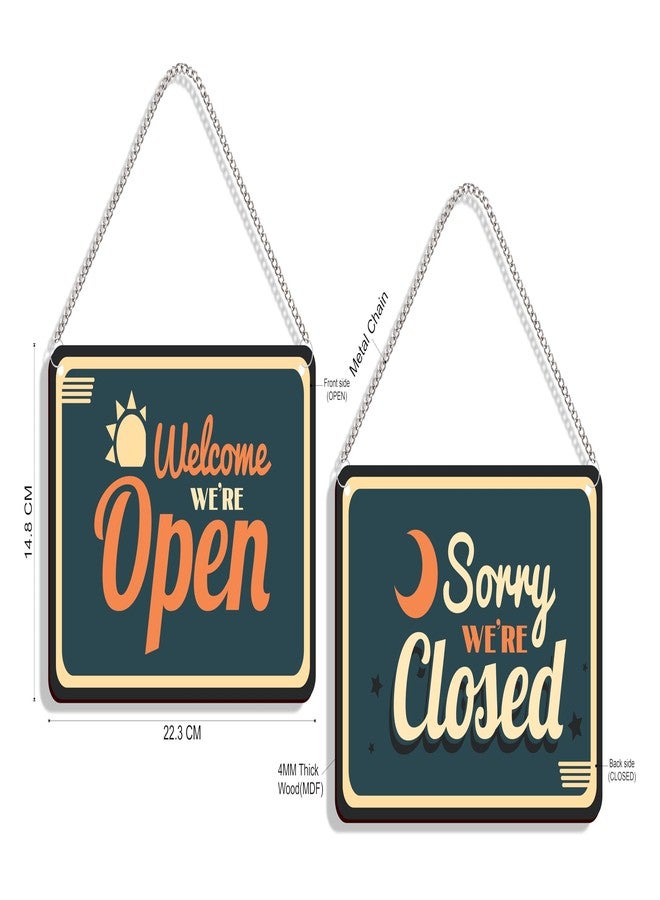 DELWOR Shop Open Closed Sign Board | Open Closed Board | Double Sided Wodden Door Hanging Open Close Sign Board for Restaurants, Cafe and Hotel - Image 5