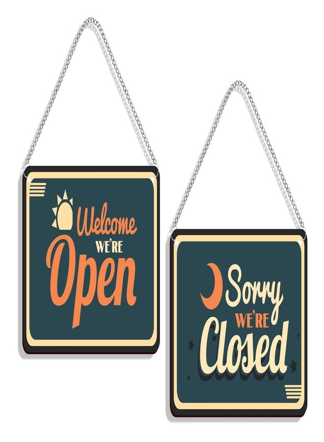 DELWOR Shop Open Closed Sign Board | Open Closed Board | Double Sided Wodden Door Hanging Open Close Sign Board for Restaurants, Cafe and Hotel - Image 2