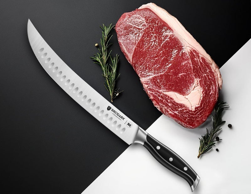 BRODARK Butcher Knife - 10" Curved Breaking Knife with Full Tang Handle - High Carbon Stainless Steel Scimitar Knives - NSF Certified, Steel-King Series - Image 2