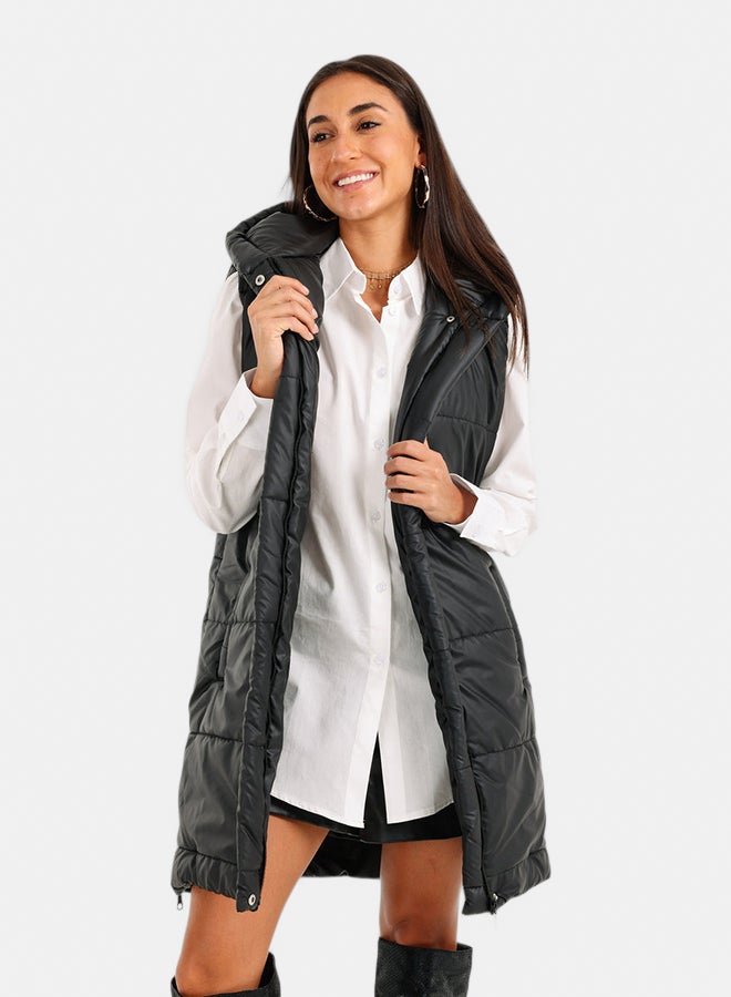 Carina Hooded Long Puffer Vest - Image 2